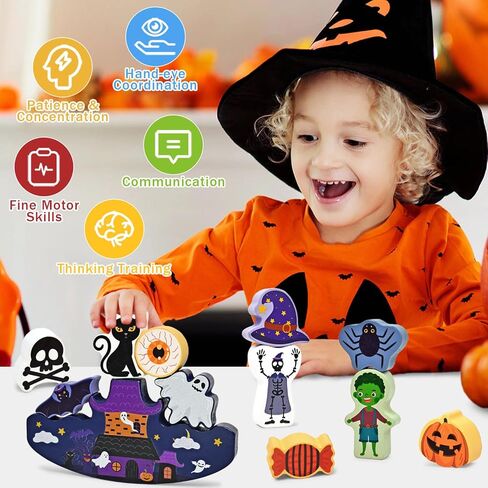 Vileafy Halloween Wooden Toys شخصيات تم تعيينها للأطفال من سن 3-5 إلى 12 مساءً in Kuwait