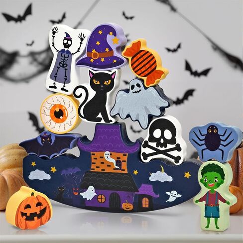 Vileafy Halloween Wooden Toys شخصيات تم تعيينها للأطفال من سن 3-5 إلى 12 مساءً in Kuwait