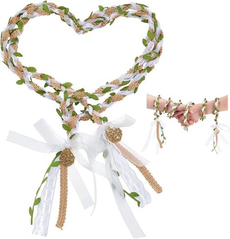 BENECREAT 70.8inch Wedding Lasso Chain, Handfasting Cord Rustic Wedding Lasso Lazos para Boda Wedding Cord with Chinese Knot Alloy Pendant for Traditional Wedding Ceremony in Saudi Arabia