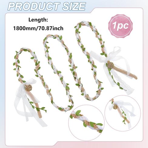 BENECREAT 70.8inch Wedding Lasso Chain, Handfasting Cord Rustic Wedding Lasso Lazos para Boda Wedding Cord with Chinese Knot Alloy Pendant for Traditional Wedding Ceremony in Saudi Arabia