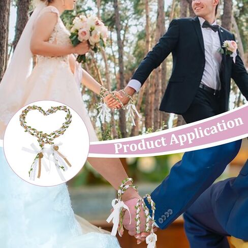 BENECREAT 70.8inch Wedding Lasso Chain, Handfasting Cord Rustic Wedding Lasso Lazos para Boda Wedding Cord with Chinese Knot Alloy Pendant for Traditional Wedding Ceremony in Saudi Arabia