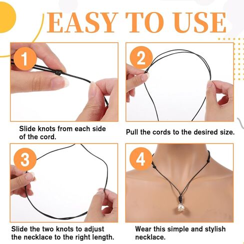 12 PCS Vintage Black Necklace Cord, Adjustable Black Rope Necklace for Men, Double Knotted Craft PU Leather Necklaces Rope Cord with Metal Ring for Hanging Pendants in Kuwait