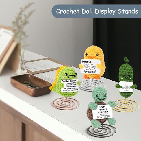 Crochet Doll Stands 2Pcs, Stuffed Animal Display Stand, Metal Amigurumi Crochet Display Stand for Emotional Support Positive Crochet Animals Potato Turtle Motivational Desk Decor, Black in Kuwait