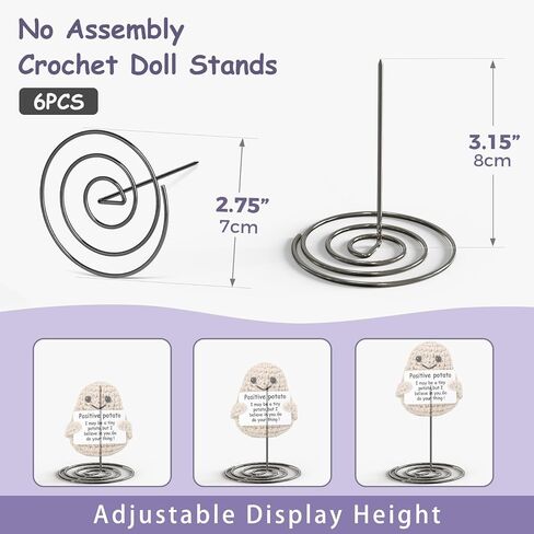 Crochet Doll Stands 2Pcs, Stuffed Animal Display Stand, Metal Amigurumi Crochet Display Stand for Emotional Support Positive Crochet Animals Potato Turtle Motivational Desk Decor, Black in Kuwait
