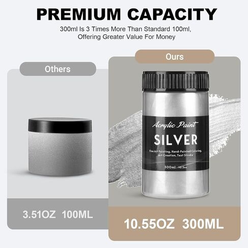 300ml Gold Metallic Acrylic Paint, Non Toxic Waterproof Gold Metallic Acrylic Paint for Fabric, Leather, Ceramic, Canvas, Rocks, Metal, Plastic, Glass in Saudi Arabia