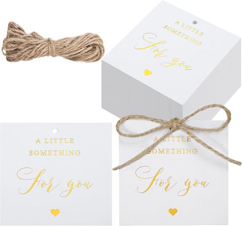 Marspark 100pcs Gold Foil شكرًا لك على علامات الهدايا مع سلسلة قليلاً من أجلك علامات معلقة مسبقًا لعلامات الاستحمام ، وحفلات الزفاف ، وأيام الميلاد ، وفضلات الحفلات (2.5''x 2.5 '') in Saudi Arabia
