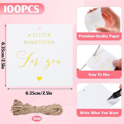 Marspark 100pcs Gold Foil شكرًا لك على علامات الهدايا مع سلسلة قليلاً من أجلك علامات معلقة مسبقًا لعلامات الاستحمام ، وحفلات الزفاف ، وأيام الميلاد ، وفضلات الحفلات (2.5''x 2.5 '') in Saudi Arabia
