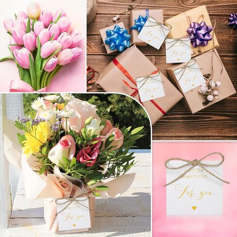 Marspark 100pcs Gold Foil شكرًا لك على علامات الهدايا مع سلسلة قليلاً من أجلك علامات معلقة مسبقًا لعلامات الاستحمام ، وحفلات الزفاف ، وأيام الميلاد ، وفضلات الحفلات (2.5''x 2.5 '') in Saudi Arabia