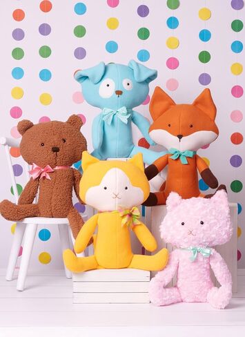 Simplicity SS3089OS Plush Kitty, Puppy, Fox, and Bear Pets Sewing Pattern Packet by Elaine Heigl Designs, Design Code S3089, 15" Tall in Saudi Arabia
