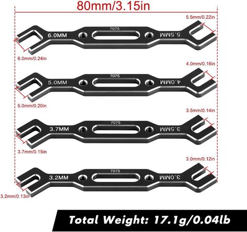 Globact 7075 Aluminium RC Rench 3.0/3.2/3.5/3.7/4.0/5.0/5.5/6.0mm turnuckle ball ball confer double end spinner rc tool for rc carler car boat rc rc drone parts (4pcs red) in Saudi Arabia
