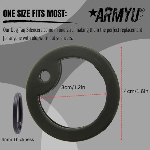 ARMYU Military Dog Tag Silencers Round Silicone Rubbers Set (Black) in Saudi Arabia