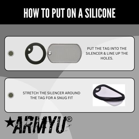 ARMYU Military Dog Tag Silencers Round Silicone Rubbers Set (Black) in Saudi Arabia
