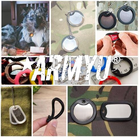 ARMYU Military Dog Tag Silencers Round Silicone Rubbers Set (Black) in Saudi Arabia