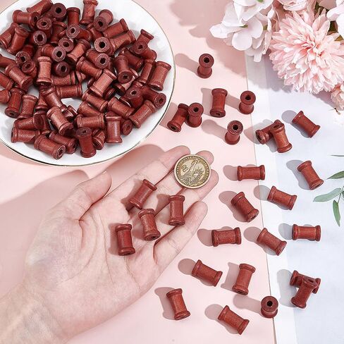 DELORIGIN 100pcs Mini Wooden Spools 0.8inch Empty Natural Wood Spools Wire Weaving Bobbins Thread Cord Wire Sewing Spools for Crafts Wire Weaving Art Stitch Embroidery Floss Thread Storage in Saudi Arabia
