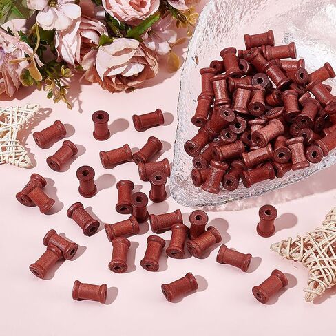 DELORIGIN 100pcs Mini Wooden Spools 0.8inch Empty Natural Wood Spools Wire Weaving Bobbins Thread Cord Wire Sewing Spools for Crafts Wire Weaving Art Stitch Embroidery Floss Thread Storage in Saudi Arabia