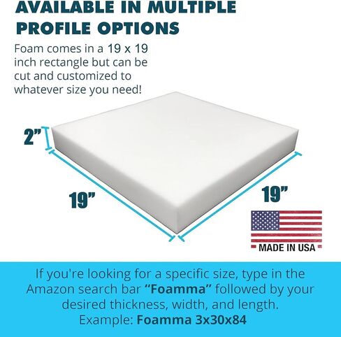 Foamma (1-Pack 2" x 19" x 19", High Density Upholstery Foam, Chair Cushion Square Foam for Dining Chairs, Wheelchair Seat Cushion Replacement in Saudi Arabia
