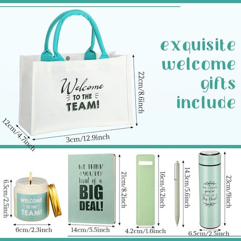 Thenshop 6 PCS مرحبًا بكم في مجموعة هدايا الفريق ، وهدايا ترحيب موظف جديدة بما في ذلك حقيبة حمل ، وحمام ملاحظات ، وقلم ، وشمعة معطرة ، وبهلان ، وغطاء للقلم للرجال موظفين جدد ، وزملاء العمل (Sage Green) in Kuwait
