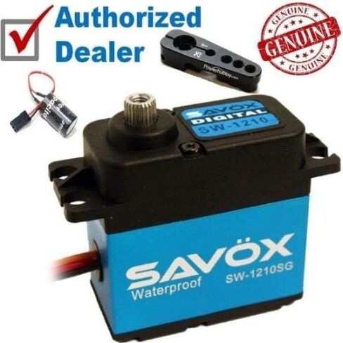 Savox SW-1210SG / 1210SG مضاد مضاد للماء .15 / 277.7 علبة الألومنيوم مقاومة للماء Servo + PowerHobby Glitch Buster + Aluminun Horn Combo in Saudi Arabia