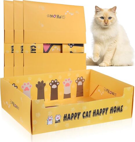 4 Pcs Disposable Litter Box for Cats, 14.96 x 11.8 x 4.7 Inch Travel Litter Boxes for Cat, Double Layer Foldable Paper Prefilled Portable Litter Tray for Cats, Small Kitty Pets Animals Travel Needs in Saudi Arabia