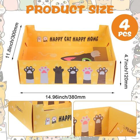 4 Pcs Disposable Litter Box for Cats, 14.96 x 11.8 x 4.7 Inch Travel Litter Boxes for Cat, Double Layer Foldable Paper Prefilled Portable Litter Tray for Cats, Small Kitty Pets Animals Travel Needs in Saudi Arabia