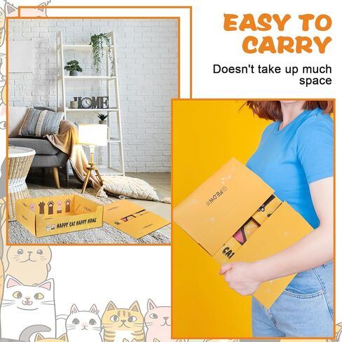 4 Pcs Disposable Litter Box for Cats, 14.96 x 11.8 x 4.7 Inch Travel Litter Boxes for Cat, Double Layer Foldable Paper Prefilled Portable Litter Tray for Cats, Small Kitty Pets Animals Travel Needs in Saudi Arabia