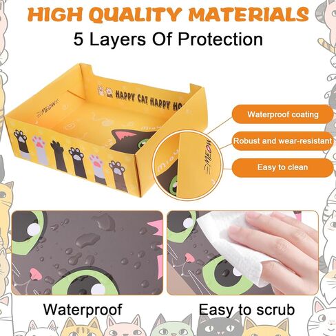 4 Pcs Disposable Litter Box for Cats, 14.96 x 11.8 x 4.7 Inch Travel Litter Boxes for Cat, Double Layer Foldable Paper Prefilled Portable Litter Tray for Cats, Small Kitty Pets Animals Travel Needs in Saudi Arabia
