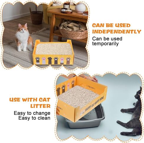 4 Pcs Disposable Litter Box for Cats, 14.96 x 11.8 x 4.7 Inch Travel Litter Boxes for Cat, Double Layer Foldable Paper Prefilled Portable Litter Tray for Cats, Small Kitty Pets Animals Travel Needs in Saudi Arabia