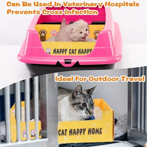 4 Pcs Disposable Litter Box for Cats, 14.96 x 11.8 x 4.7 Inch Travel Litter Boxes for Cat, Double Layer Foldable Paper Prefilled Portable Litter Tray for Cats, Small Kitty Pets Animals Travel Needs in Saudi Arabia