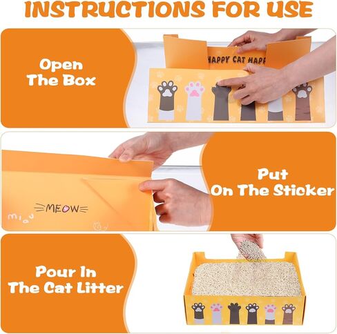 4 Pcs Disposable Litter Box for Cats, 14.96 x 11.8 x 4.7 Inch Travel Litter Boxes for Cat, Double Layer Foldable Paper Prefilled Portable Litter Tray for Cats, Small Kitty Pets Animals Travel Needs in Saudi Arabia