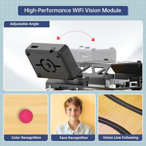 miniAuto AI Vision Robot Car for Arduino Programmable Smart Robot Car with ESP32 Camera, Line Tracking Color/Target Recognition Obstacle Avoidance, STEM Projects Educational Robot Set, Standard Kit in Saudi Arabia