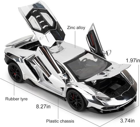 1/24 Lamborghini 770 Model Car, Sound and Light Toy Car with Pullback Function, Collectible Alloy Model, Gift for Children Silver in Kuwait