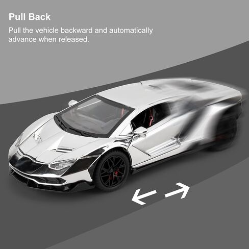 1/24 Lamborghini 770 Model Car, Sound and Light Toy Car with Pullback Function, Collectible Alloy Model, Gift for Children Silver in Kuwait