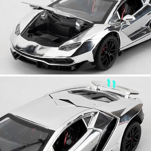 1/24 Lamborghini 770 Model Car, Sound and Light Toy Car with Pullback Function, Collectible Alloy Model, Gift for Children Silver in Kuwait