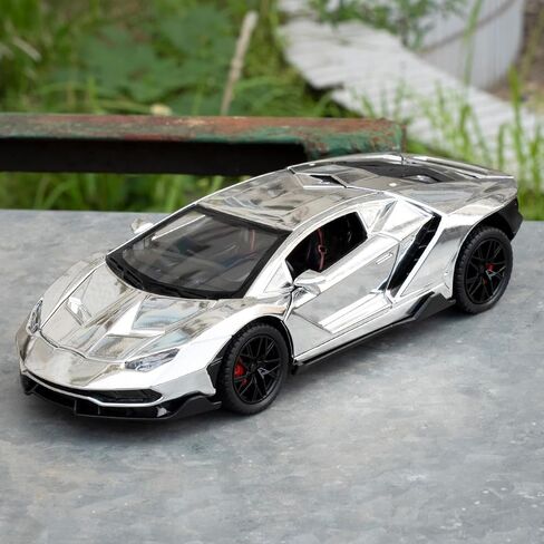 1/24 Lamborghini 770 Model Car, Sound and Light Toy Car with Pullback Function, Collectible Alloy Model, Gift for Children Silver in Kuwait