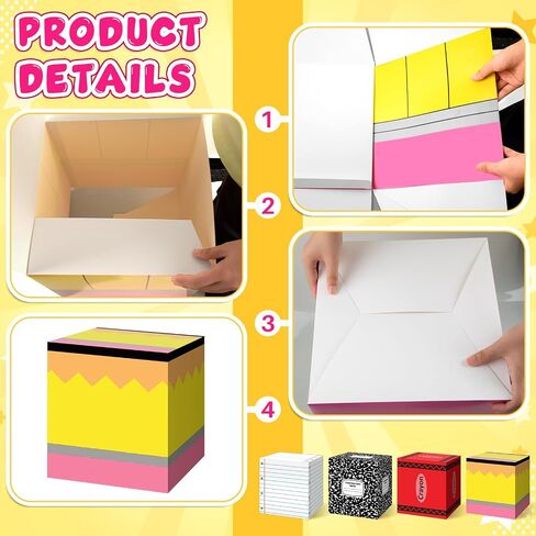 Denylo pro 3 Pcs Back to School Balloon Box Decoration Sets Composition Balloon Box for Back to School Decor Kindergarten Teacher Props Pencils Photo Prop Supplies in Kuwait