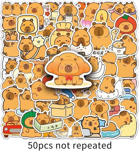 Kawaii Cute Capybara Stationery Set,Capybara Study Supplies Kit,Capybara Makeup Bag Capybara 1 Pencil Case,50 Stickers,5 Gel Ink Pens,1 Sticky Notes(SELECT RANDOMLY),2 Keychain Capybara Gifts Girl Boy in Saudi Arabia