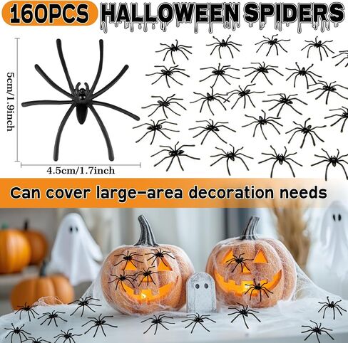 160PCS Halloween Spider - Plastic Realistic Fake Spiders Spider Spider Prank for Halloween Decorations, Home, Candy Bowl, Party in Saudi Arabia