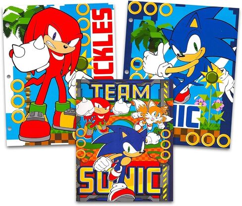 Sonic School Supplies Kids - 14 PC Backdle مع المجلدات والكمبيوتر المحمول والملصقات والمزيد من المفاصل Tails Tails | سونيك القنفذ يعود إلى اللوازم المدرسية in Saudi Arabia