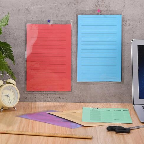 50 Pcs Vinyl Shop Ticket Holders Both Sides Clear 6 x 9 Inches Dry Erase Pocket Sleeves Work Order Plastic Sleeves Job Ticket Holders for Home Office School Box Posting Signs in Saudi Arabia