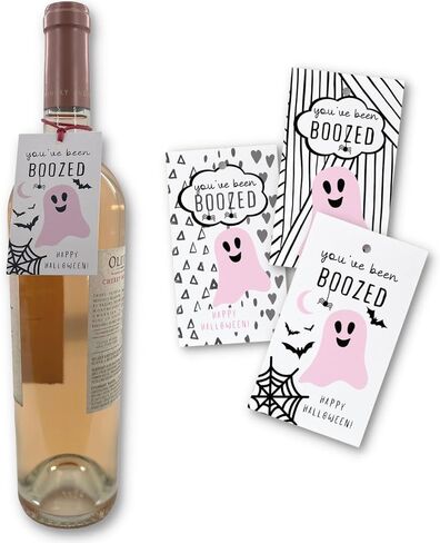 You’ve Been Boozed Hang Tags for Halloween Fall Ghost Pink Boo | 15 Pack Mix of 3 | Holiday Wine Bottle Alcohol Hanger Advertising for Realtors Idea You’ve Been booed Game Minimalist 2x3.5" in Saudi Arabia