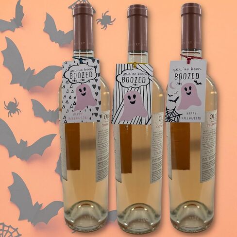 You’ve Been Boozed Hang Tags for Halloween Fall Ghost Pink Boo | 15 Pack Mix of 3 | Holiday Wine Bottle Alcohol Hanger Advertising for Realtors Idea You’ve Been booed Game Minimalist 2x3.5" in Saudi Arabia