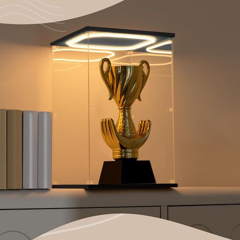 Acrylic Display Case with LED Light for Doll 20"x 12"x 12" Clear Assemble Cube Display Box Stand for Collectibles Trophy Dust Proof Protection Showcase for Action Figures(Wood) in Saudi Arabia