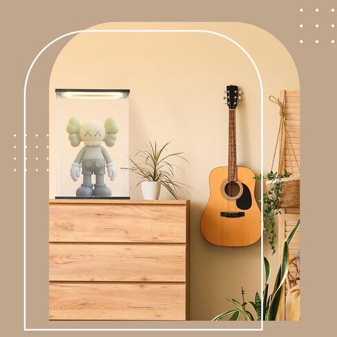 Acrylic Display Case with LED Light for Doll 20"x 12"x 12" Clear Assemble Cube Display Box Stand for Collectibles Trophy Dust Proof Protection Showcase for Action Figures(Wood) in Saudi Arabia