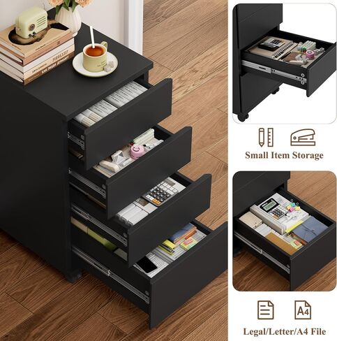 BOTLOG Mobile File Cabinet, 4-Drawer Filing Cabinet with Wheels, Rolling Pedestal Under Desk for Home Office Legal/Letter/A4 Size White in Saudi Arabia