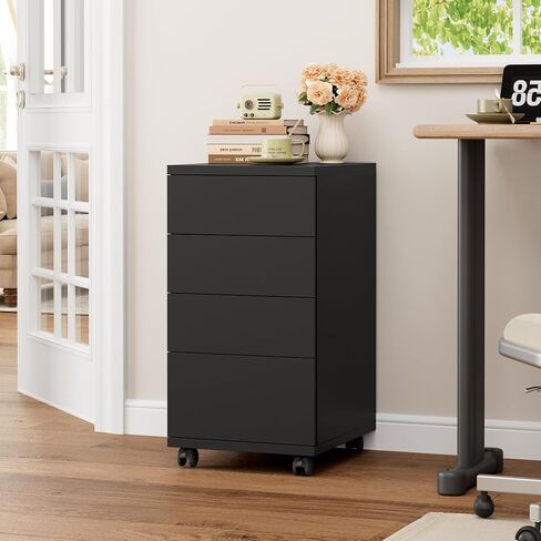 BOTLOG Mobile File Cabinet, 4-Drawer Filing Cabinet with Wheels, Rolling Pedestal Under Desk for Home Office Legal/Letter/A4 Size White in Saudi Arabia