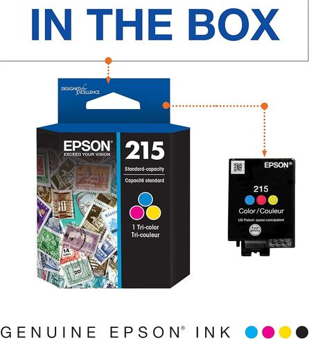 EPSON 215 Ink Standard Capacity Tricolor Cartridge (T215530-S) Works with WorkForce WF-100, WF-110, EC-110 in Saudi Arabia