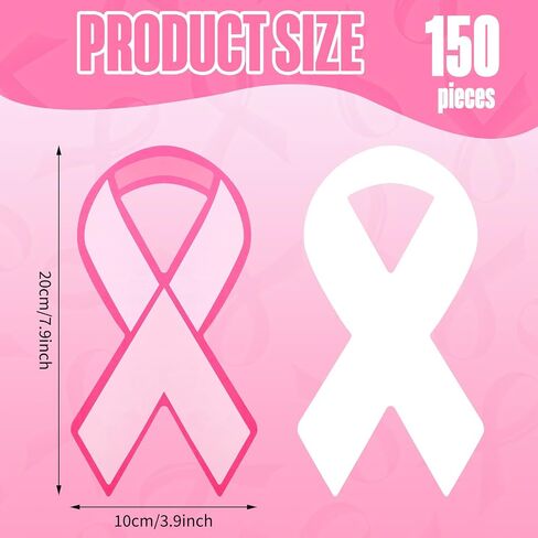 300 PCS شرائط التوعية بسرطان الثدي ، وورقة كبيرة من سرطان الثدي ، وملحقات الورق ، وملحقات للنساء للنساء ، 8 × 4 بوصات in Saudi Arabia