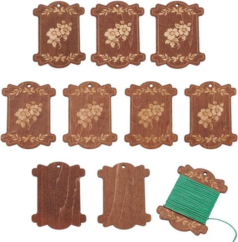 Mayjoydiy 10pcs خيط خشبي لوحات متعرج التطريز بكرات أشجار الزهرة نمط البكر الشريط اللفون بكرة خياطة كرانية تخزين القطن الخياطة (أصفر) in Saudi Arabia