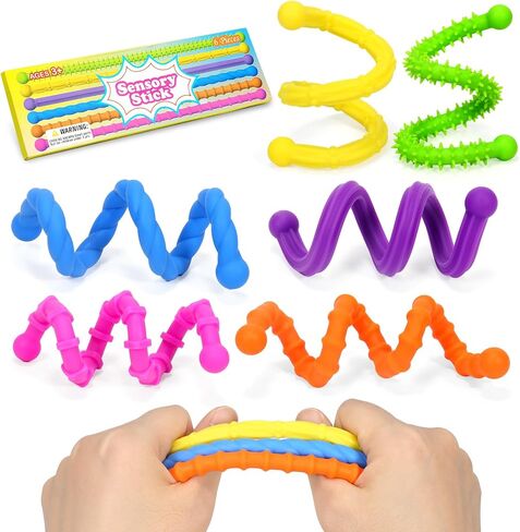 Fidget Toys Sensory Stick: Textured Sensory Toy Suitable for Children and Adults, Relieves Stress and Anxiety, Classroom Travel Essentials, 6PCS， Suitable for Autism and ADHD. in Saudi Arabia