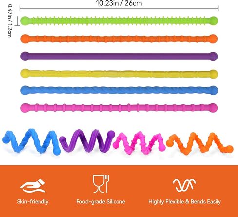 Fidget Toys Sensory Stick: Textured Sensory Toy Suitable for Children and Adults, Relieves Stress and Anxiety, Classroom Travel Essentials, 6PCS， Suitable for Autism and ADHD. in Saudi Arabia